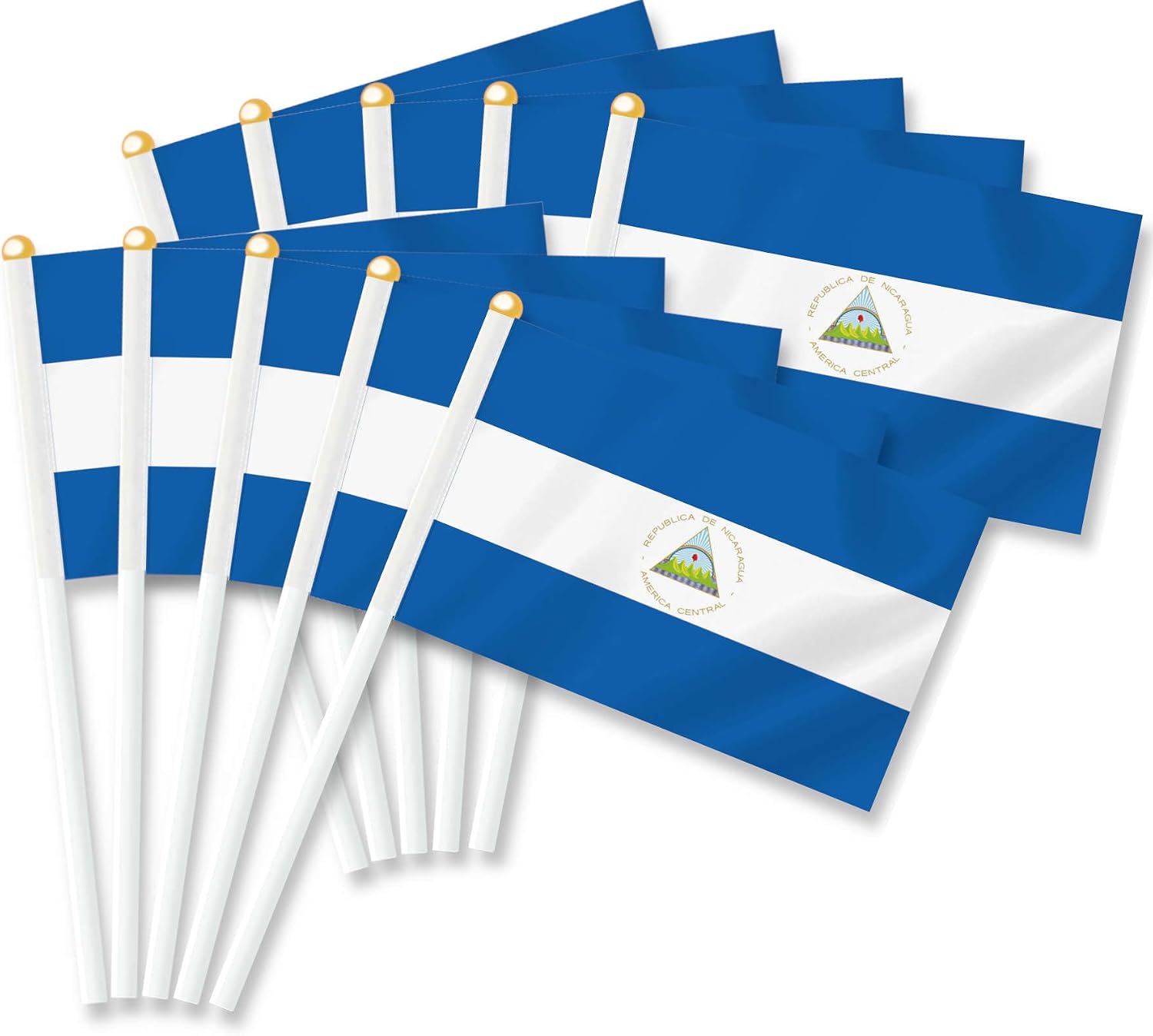 25 PCS Nicaragua Handheld Small Flag,Nicaraguan Nicaragüense Hand held Mini Decor Decoration Banner