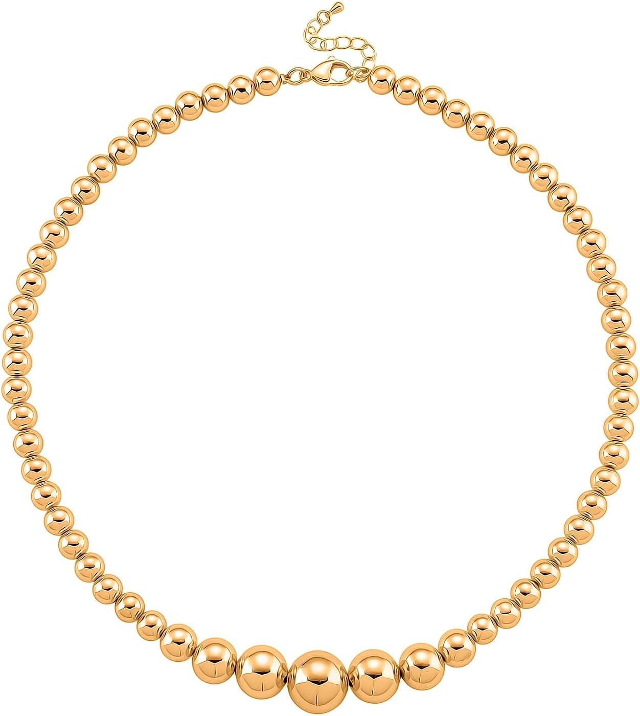 Round Shape Beaded Chain Necklace in Goldtone 20-22 Inches
