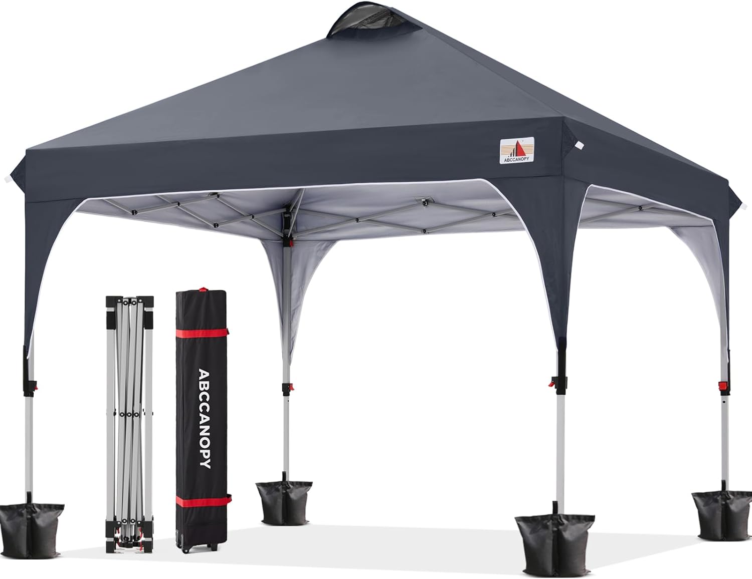 ABCCANOPY Outdoor Pop up Canopy Tent, 10x10 Instant Portable Canopy for Camping, Beach, Backyard,Gray | Water resistant & UV protection canopy, easy setup, with carry bag, ideal for camping, beach, backyard, market events