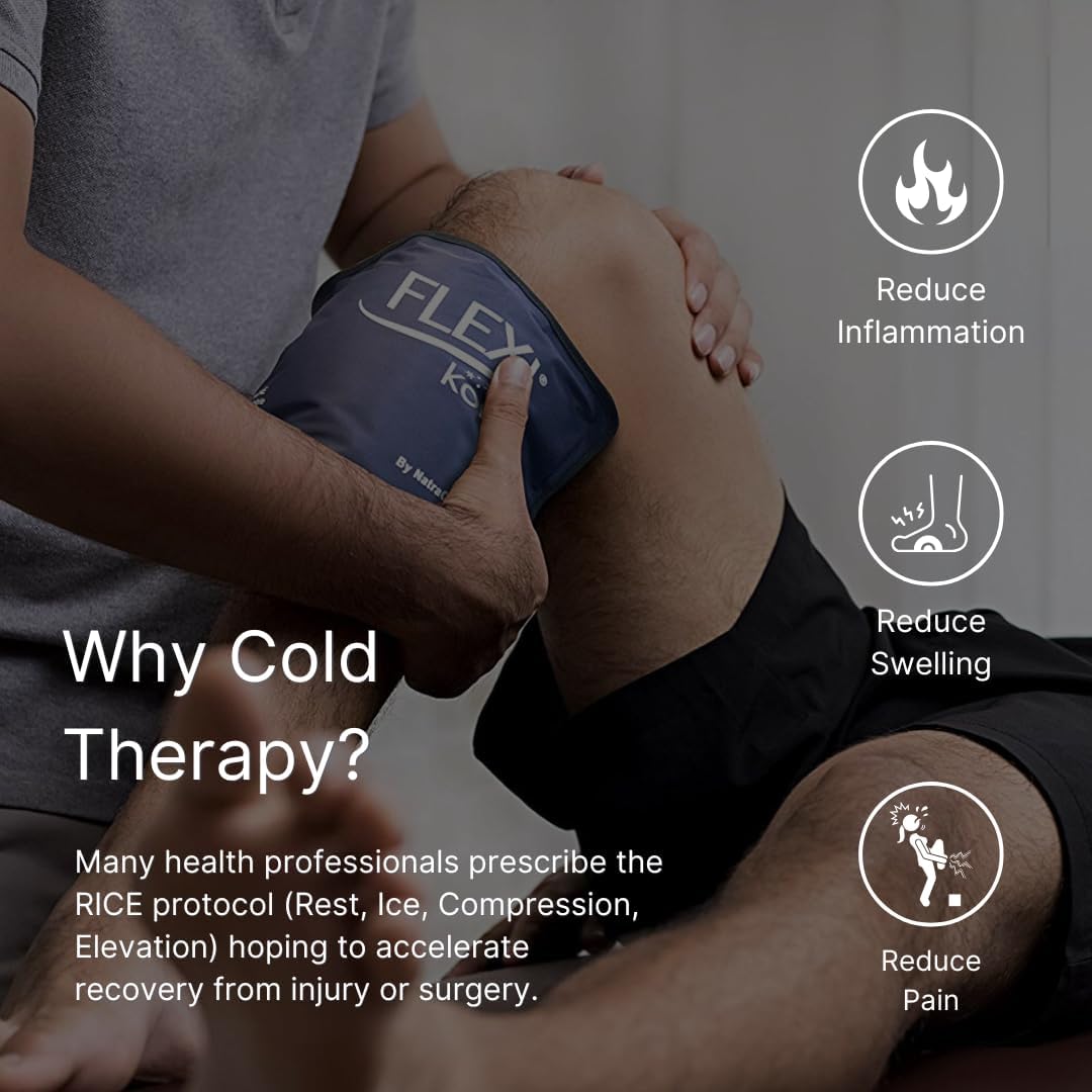 FlexiKold Gel Ice Packs (Standard Large: 10.5" x 14.5") for Injuries Reusable, Back Pain Relief, Knee Wrap, After Surgery, Ice Pack for Knee, Shoulder - 6300-COLD by NatraCure