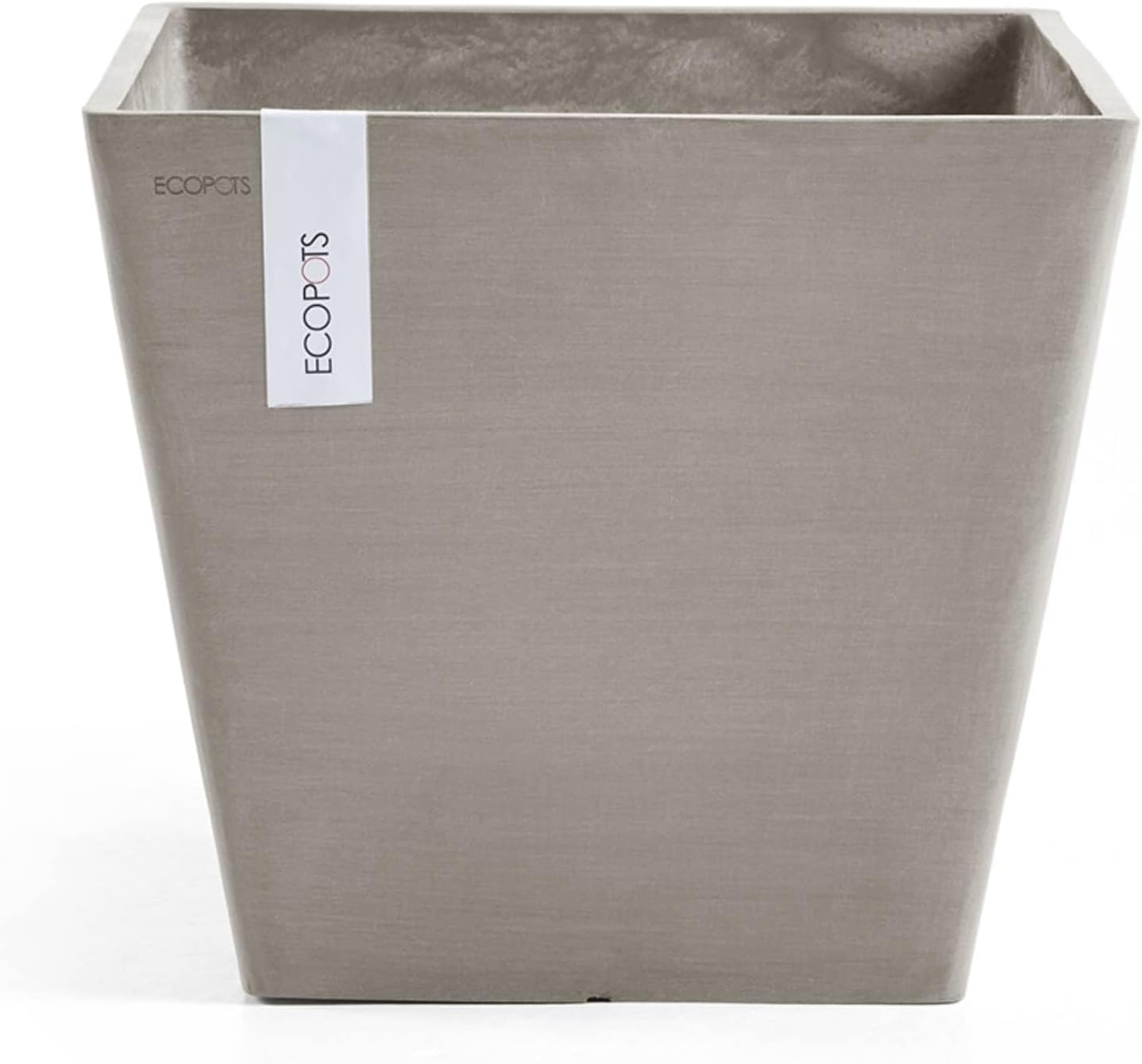 Ecopots Rotterdam Square Flower Planter, White Grey, 8" | Modern Style, Durable Recycled-Based Composite Construction, Weather and UV-Resistant, for Indoor/Outdoor Use