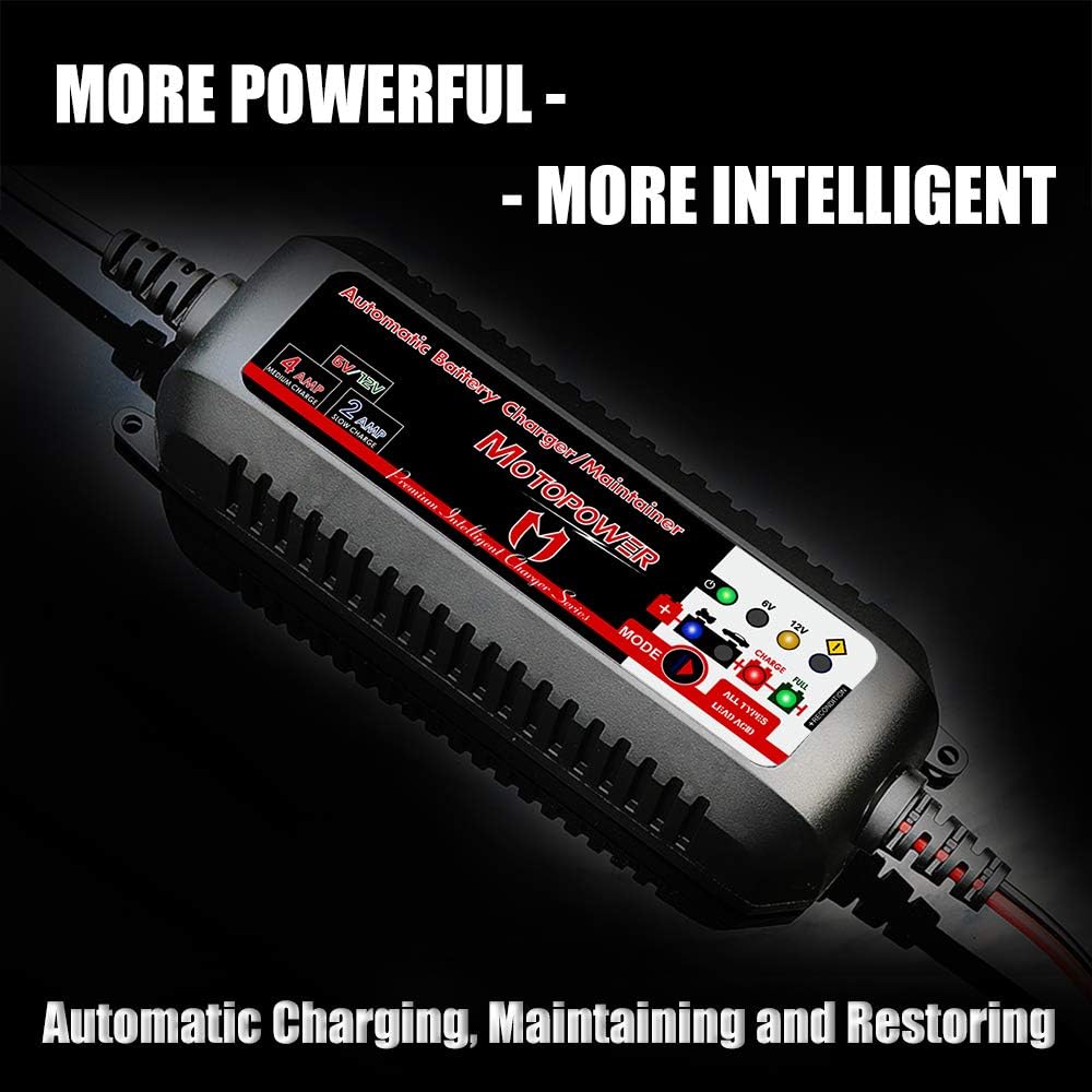 MOTOPOWER MP00207 6V and 12V 4AMP Automatic Smart Battery Charger | Battery Charger, Battery Maintainer