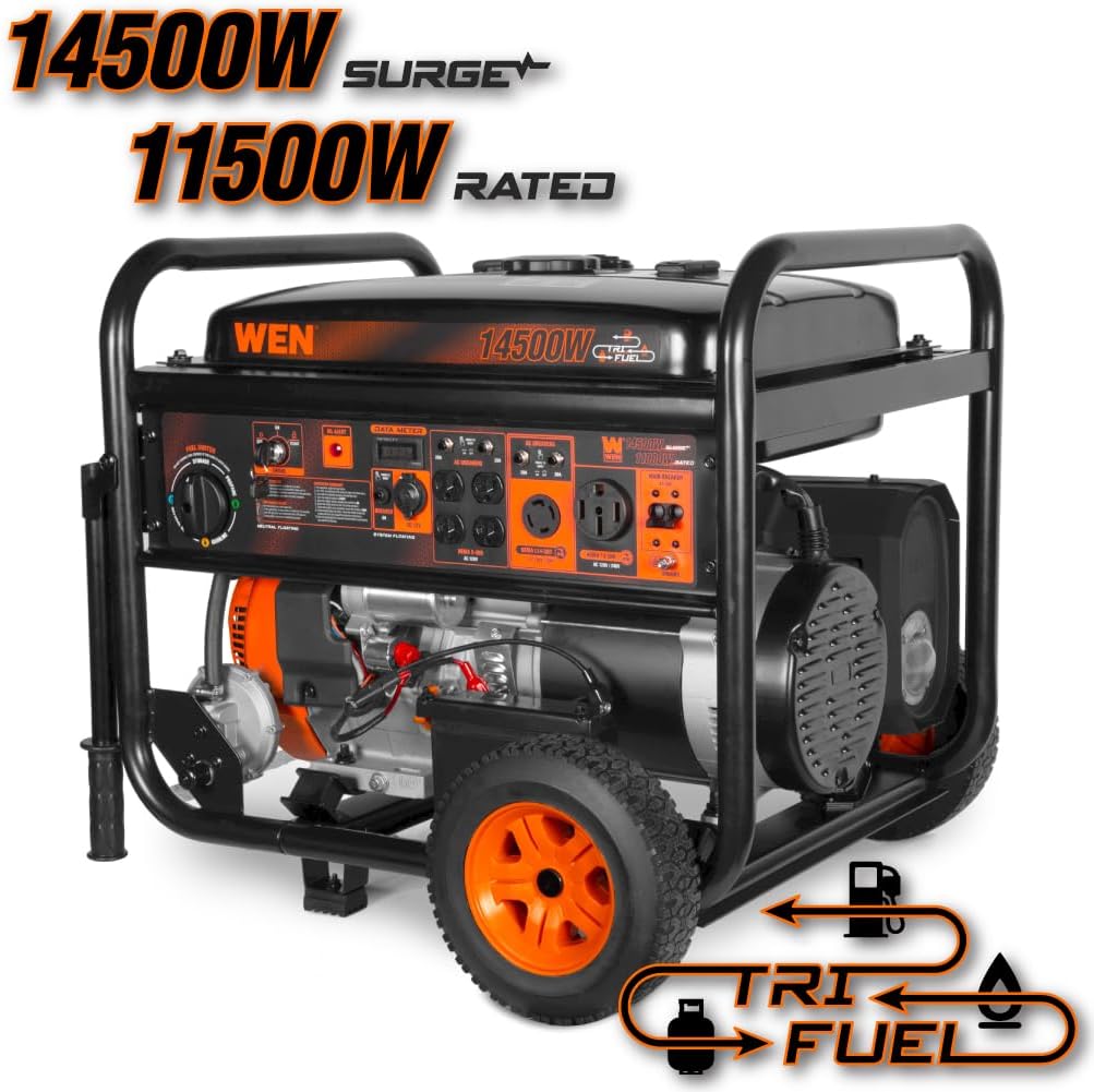 WEN 11,000-Watt 120V/240V Dual Fuel Portable Generator with Wheel Kit and Electric Start (DF1100T)