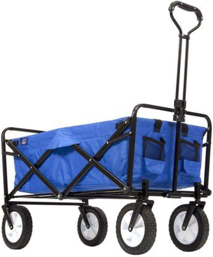 Mac Sports Heavy Duty Steel Frame Collapsible Folding 150 Pound Capacity Outdoor Camping Garden Utility Wagon Yard Cart, Red