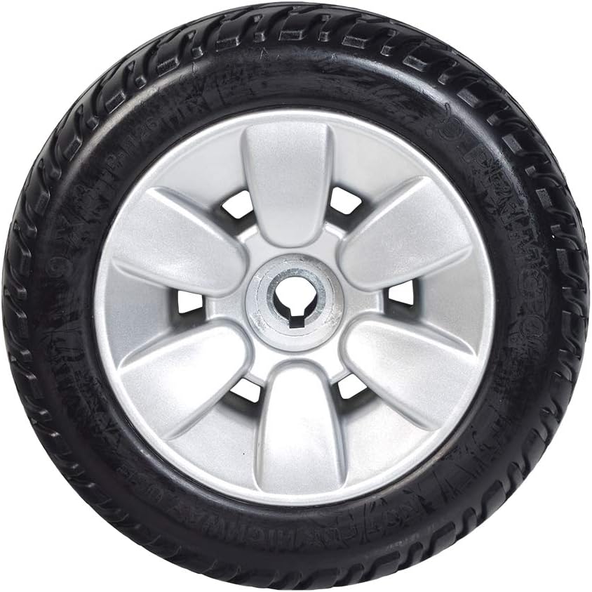 9"x3" (2.80/2.50-4) Flat-Free Drive Wheel Assembly with Silver Rim & Black Tire for Jazzy Select Elite & Pride TSS 300 - Mobility Power Chair Wheel