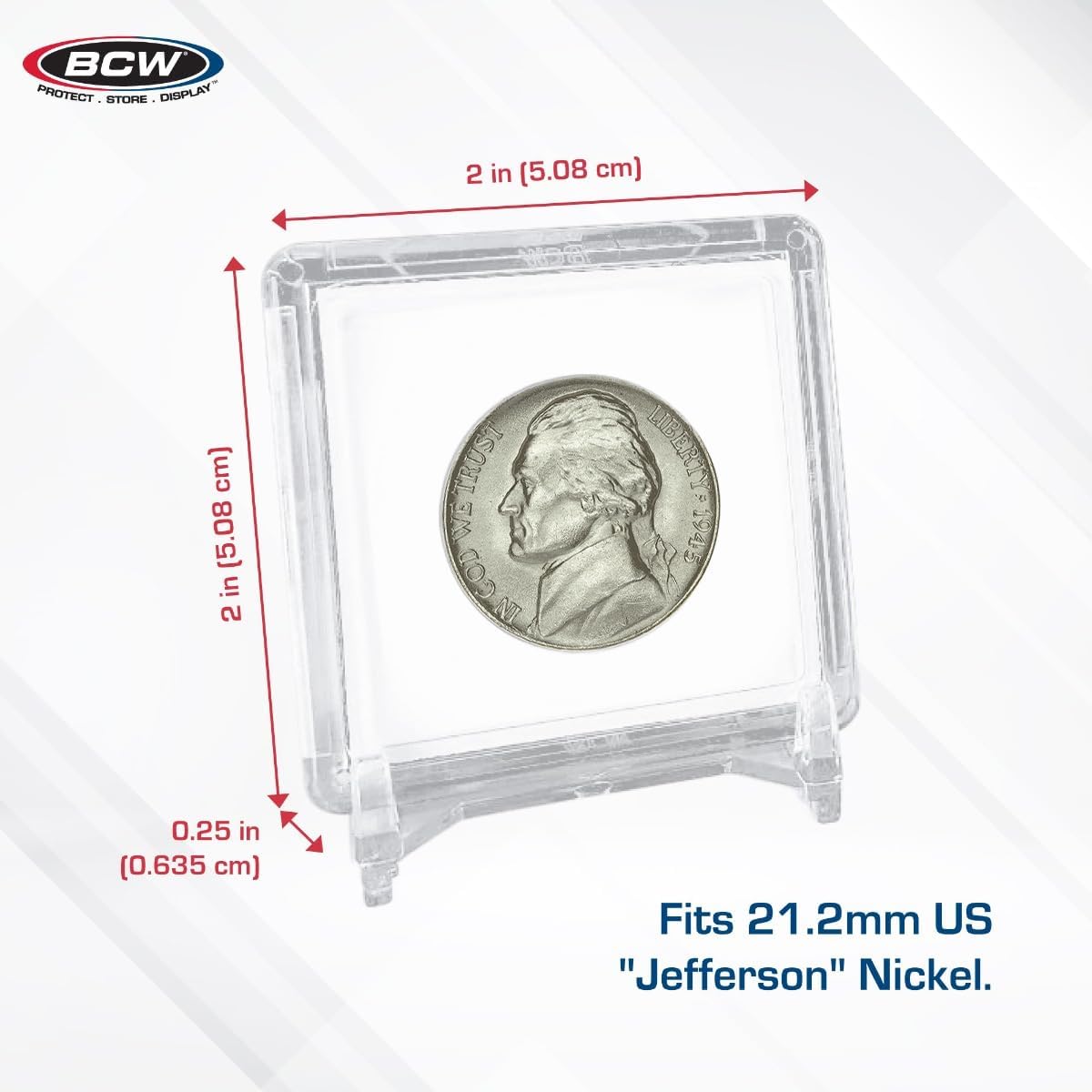 BCW 2x2 Coin Snap - 25 ct Penny Holder | Archival Safe Coin Protector | Crystal Clear Polystyrene Coin Display Case | Ideal for US Lincoln Penny | Coin Holders for Collectors