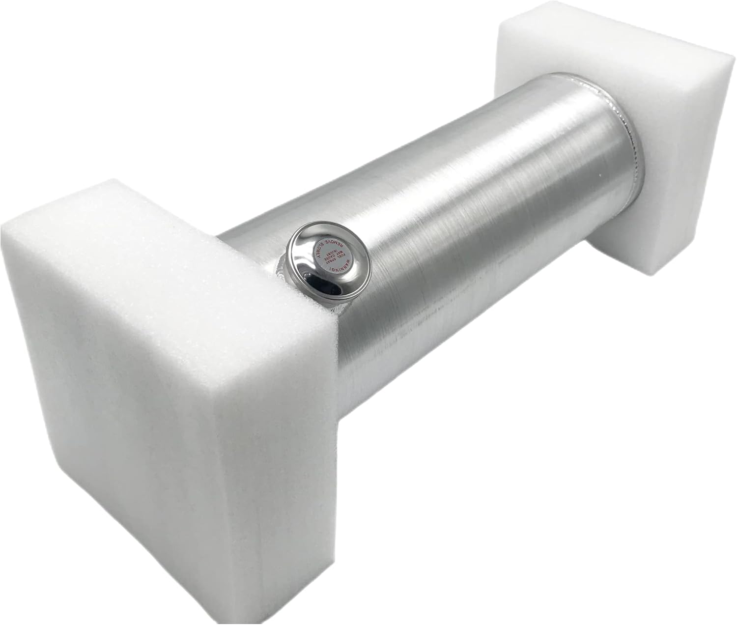 JSD 5 Gallons 8”x24“ Aluminum Spun Round Fuel Gas Tank Cell Fuel Tank with Bracket End Fill 1/4" NPT Outlet