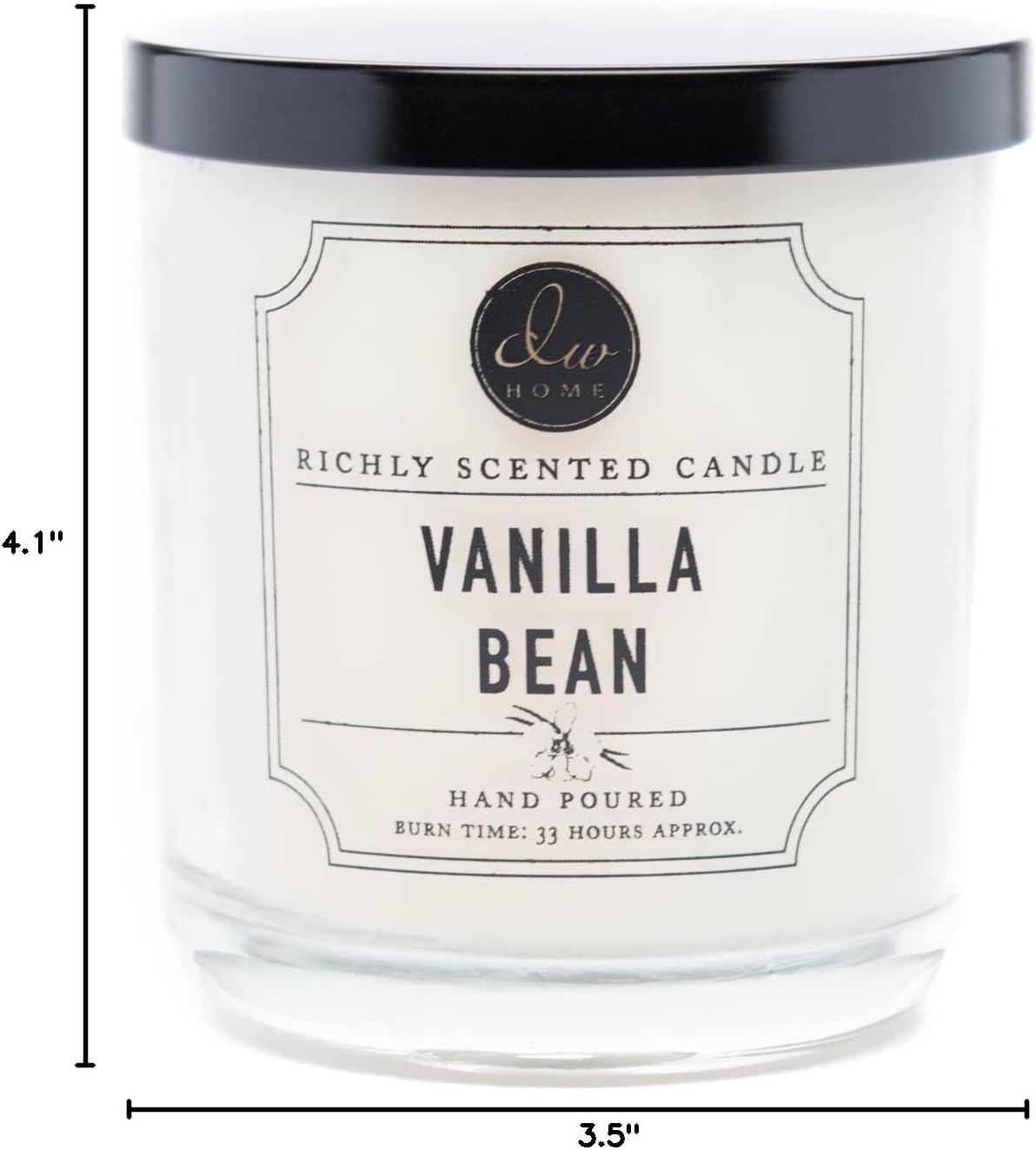 DW Home Vanilla Bean Scented Candle for Home, 9 oz, Medium Single Wick Candle Jar, Up to 33H Burn Time, Luxury Scented Candle for Relaxation, Gifting