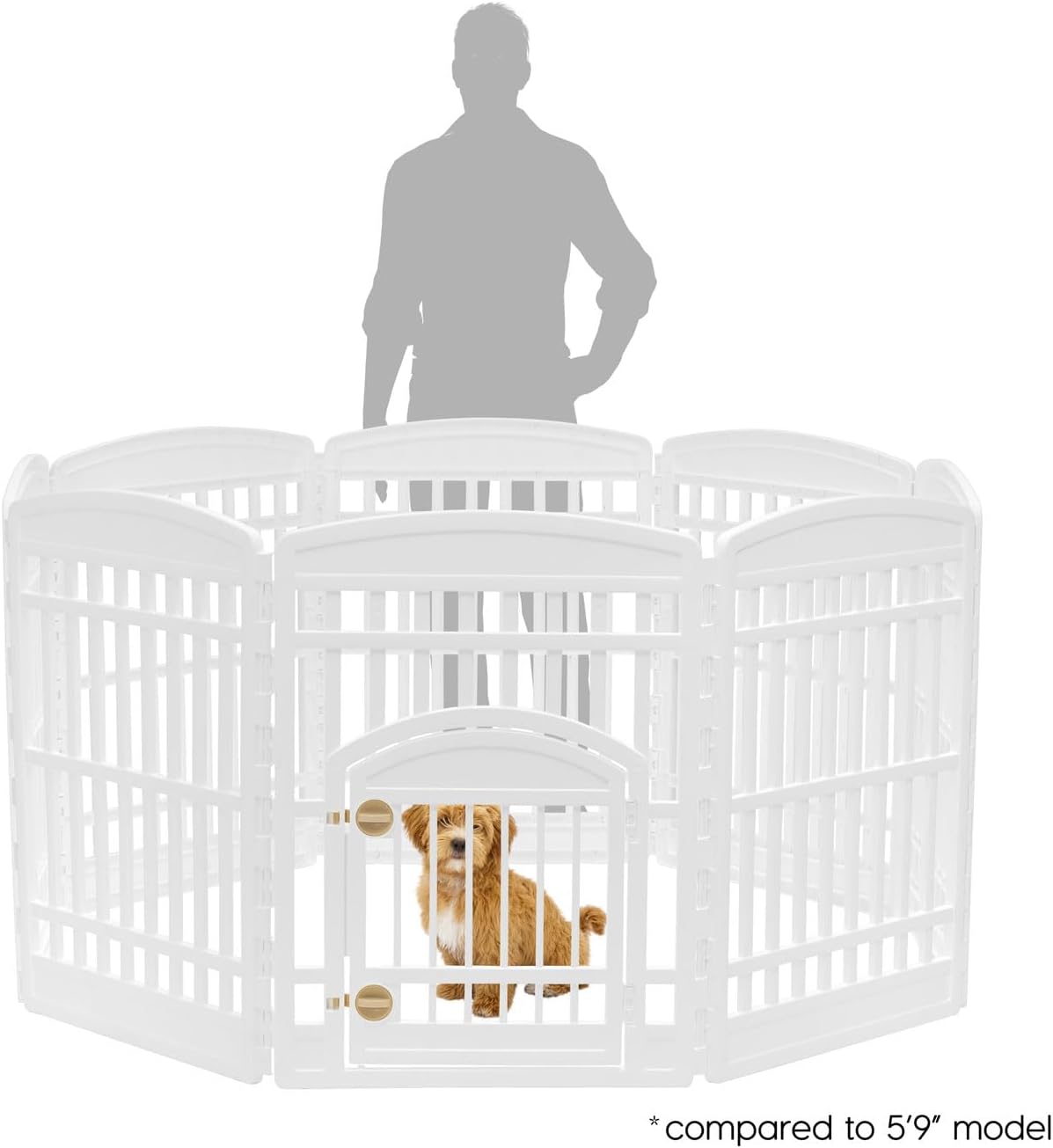IRIS USA 4-Panel Dog Playpen, Pet Enclosure, Black | Pet Containment, Configurable Layout, Multi-Shape Setup, Custom Pen Configuration, Stable Non-Tip Base, Tool-Free Assembly