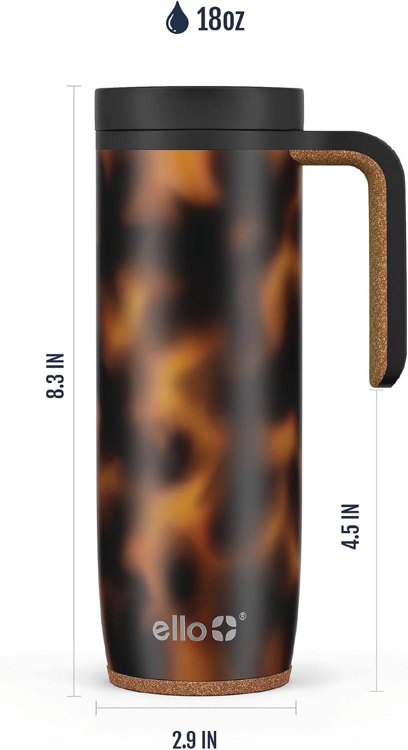Ello Magnet 18oz Insulated Stainless Steel Travel Mug with Handle, Poseidon