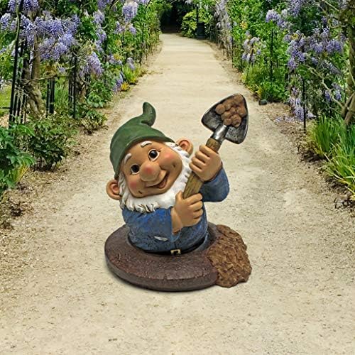 Design Toscano Garden Gnome Statue - Digger The Gnome - Outdoor Garden Gnomes - Funny Lawn Gnome Statues