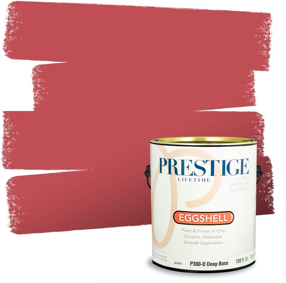 PRESTIGE Paints Exterior Paint and Primer In One, 1-Gallon, Satin, Comparable Match of Sherwin Williams* Grenadine*
