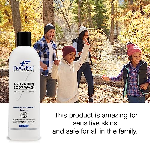 Sensitive Body Wash 16 oz - Paraben Free Sulfate Free Body Cleanser - Hypoallergenic for Delicate and Flaky Skins - No Synthetic Fragrance