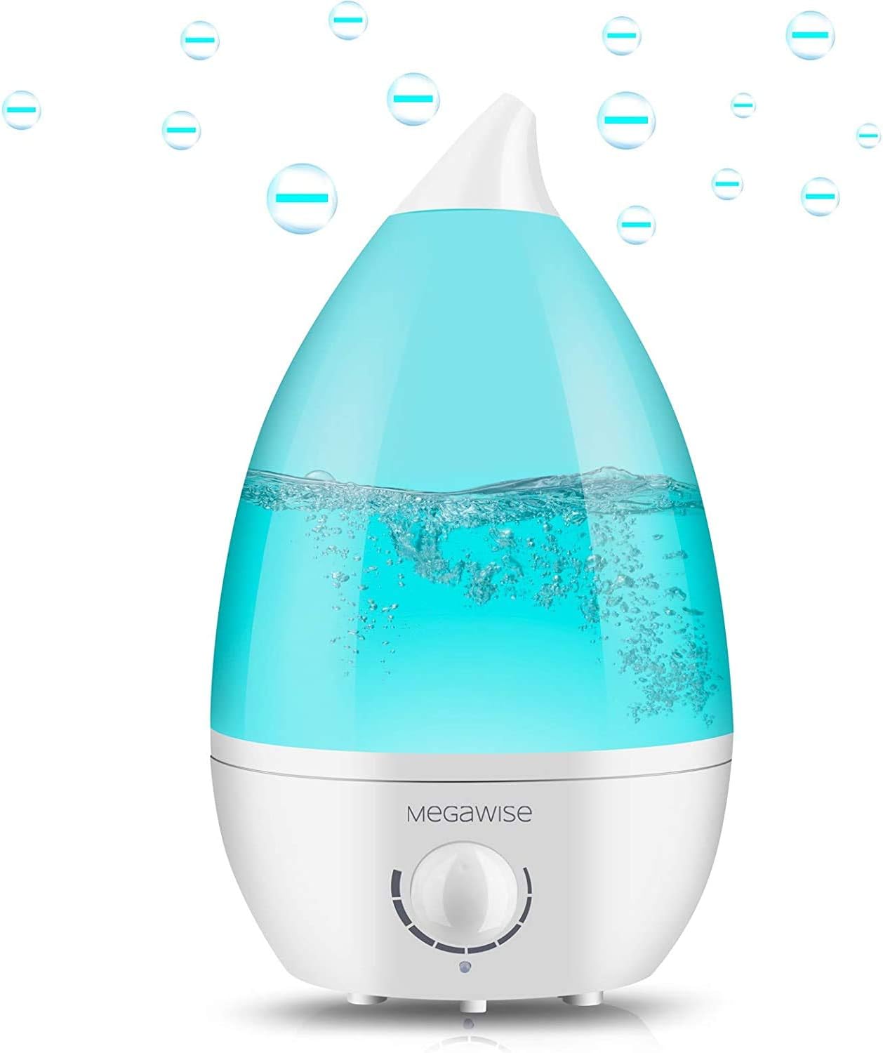 MEGAWISE 1.5L Cool Mist Humidifier for Bedroom, 25dB Quiet