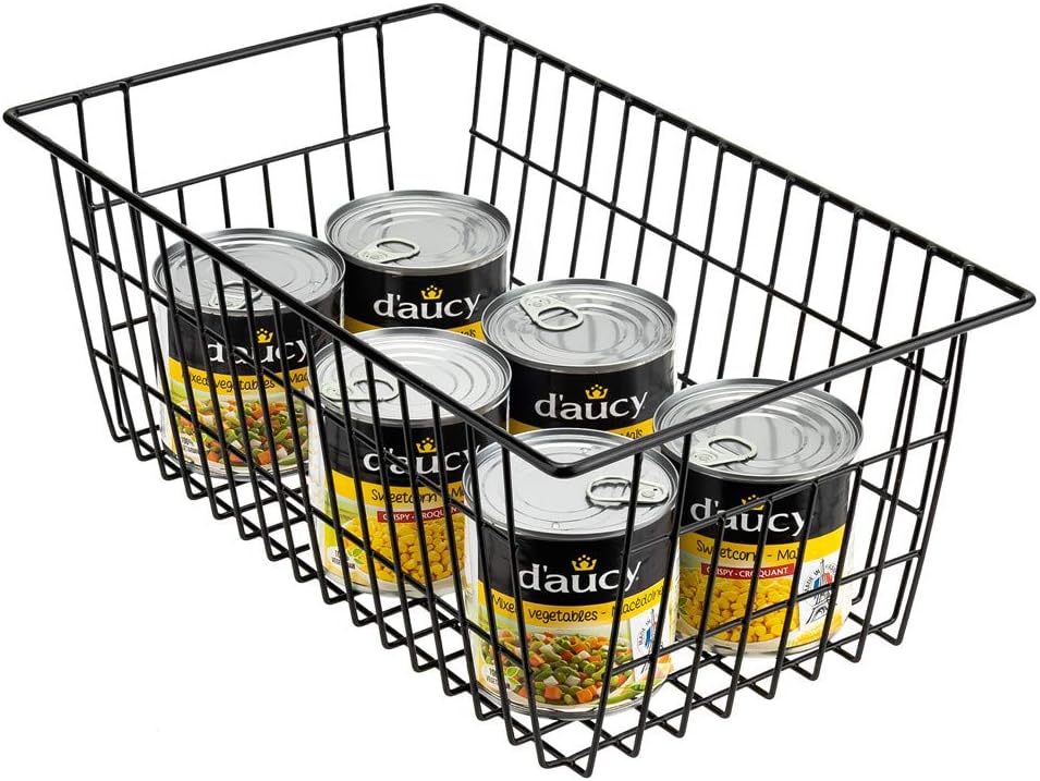 SANNO 15.7" Freezer Baskets Wire Storage Baskets Bin Organizer Food, Kitchen, Basket Organizers Bins for Home, Bathroom, Closet Organization, white
