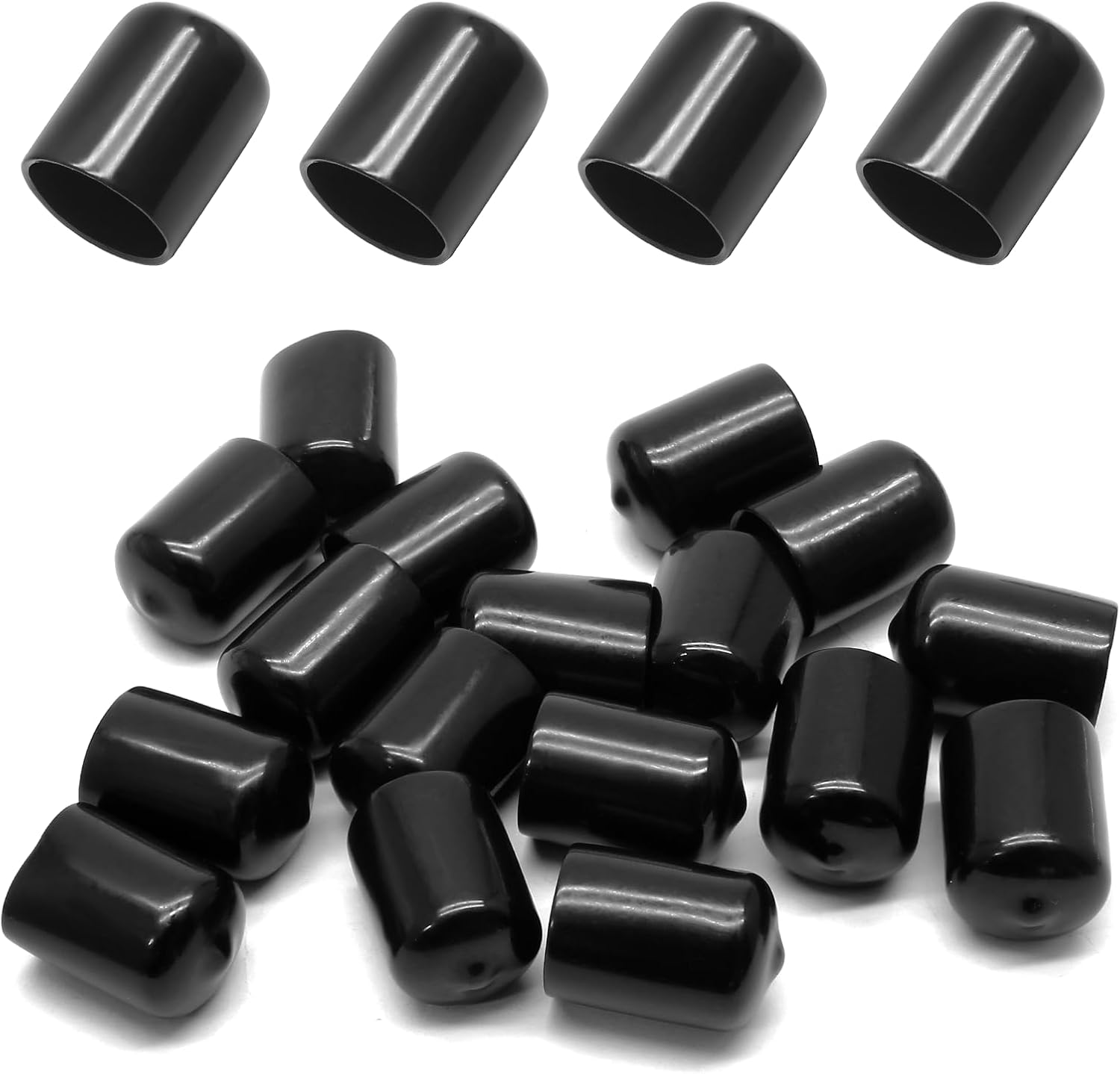 Bonsicoky 12Pcs Round Rubber End Caps 5/8" (16mm) ID, Black