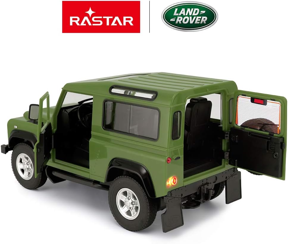 RASTAR Land Rover Defender RC Car, 1/14 Land Rover Remote Control Toy Model Car, Doors Opened by Manual– Green