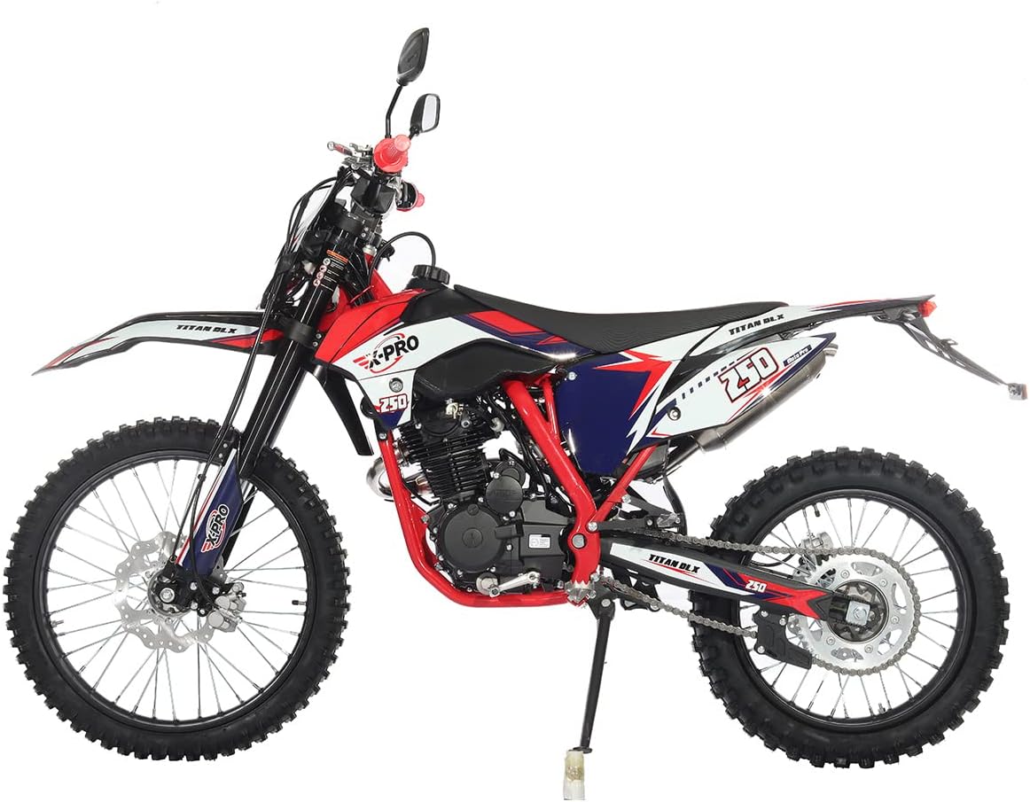 X-PRO Titan DLX 250cc Gas Dirt Bike Pit Bike Adult Bike,Big 21"/18" Wheels, Zongshen Engine! (Green)