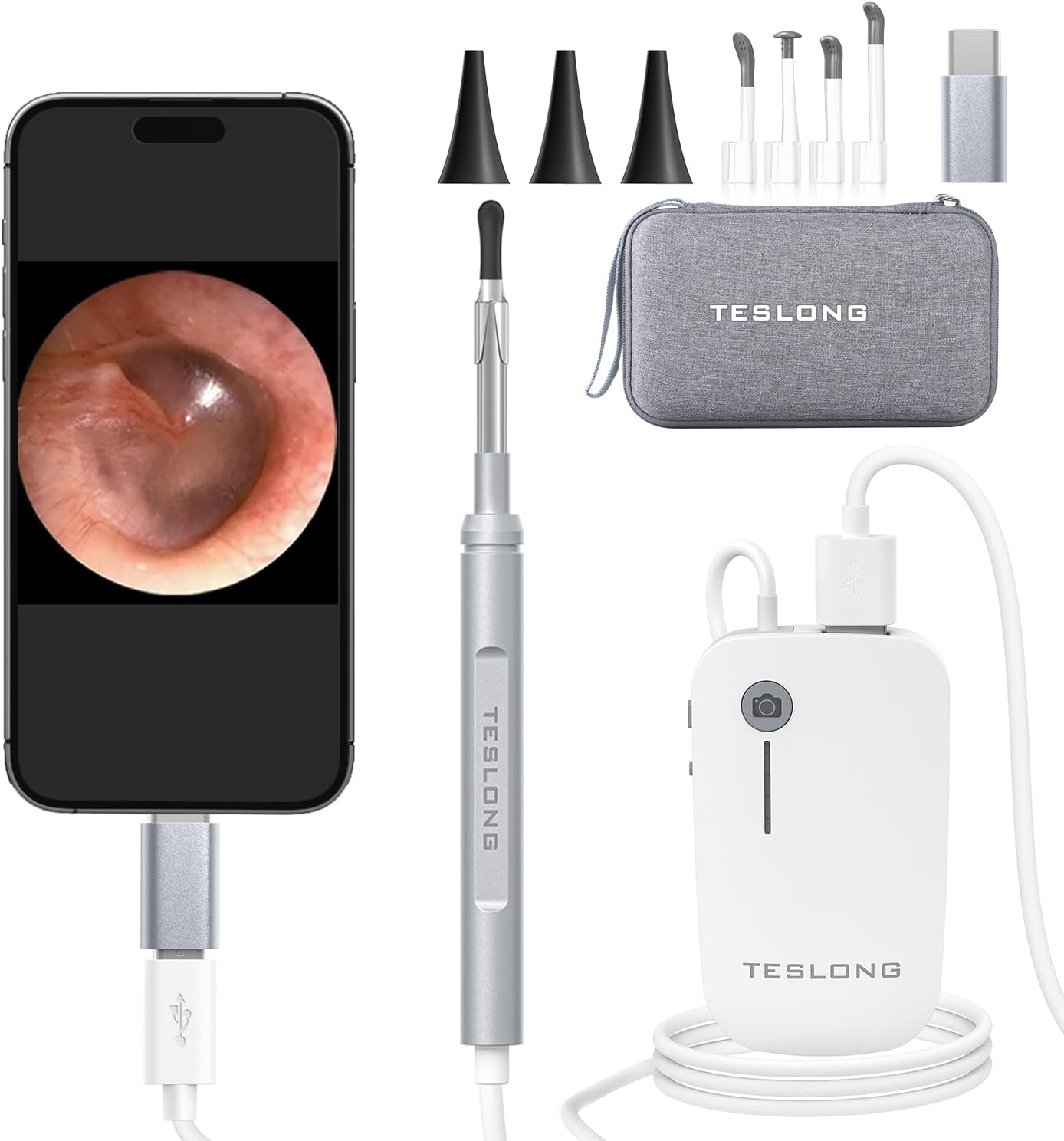 Digital Otoscope with Light 1080P Full HD Otoscope Camera for USB-C Devices | 4.3mm Lens, 6 LED Lights, Waterproof Ear Camera for Ear Viewing