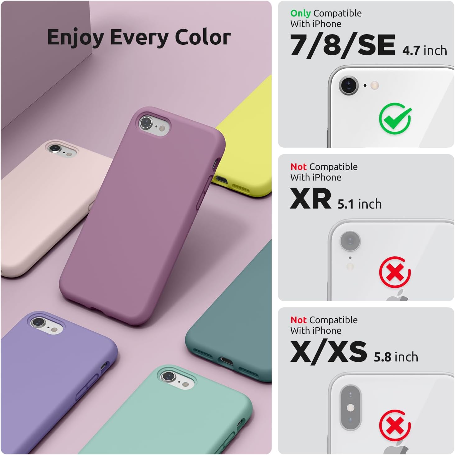 SURPHY Designed for iPhone SE Case, iPhone 8 Case, iPhone 7 Case, Liquid Silicone Phone Case for iPhone se 3rd 2nd SE 2022 SE 2020, Blue