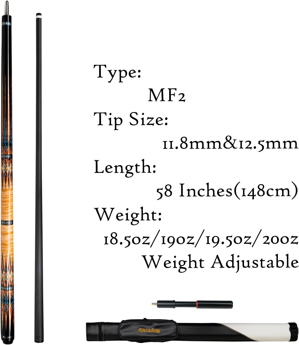 Carbon Fiber Pool Cue,11.8mm/12.5mm Low Deflection Cue Stick,Professional Pool Stick with Case