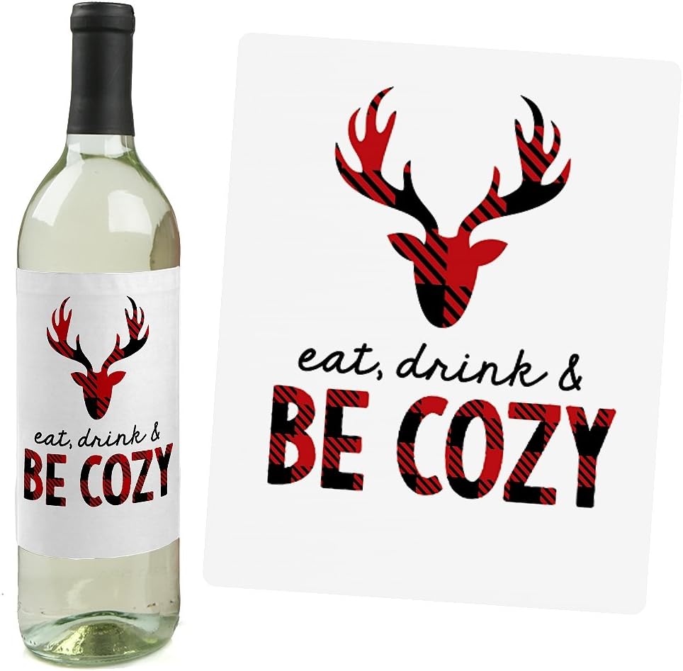 Big Dot of Happiness Ugly Sweater - Holiday and Christmas Wine Bottle Label Stickers - Set of 4