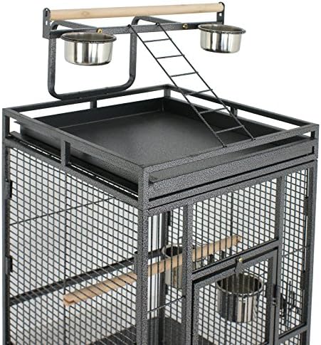 Nova Microdermabrasion 68-Inch Height Wrought Iron Standing Large Play Top Bird Cage for African Grey Small Quaker Parrot Cockatiel Sun Parakeet Green Cheek Conure Dove Budgie Lovebird