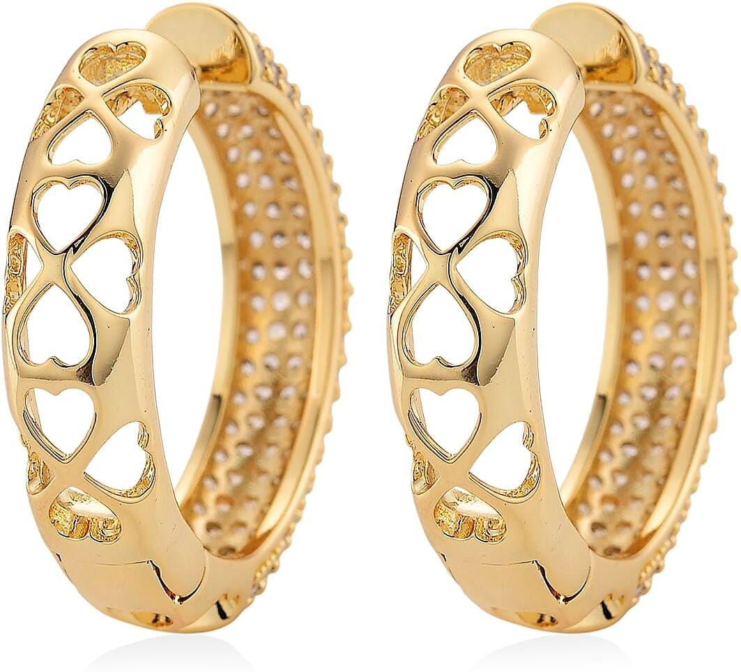 Cubic Zirconia Hoop Earrings in Goldtone