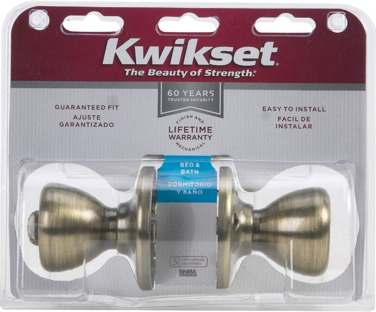 Kwikset Tylo Interior Privacy Door Knob with Lock, Door Handle For Bathroom and Bedroom, Polished Brass Keyless Turn Lock Doorknob, 1 Count (Pack of 1)