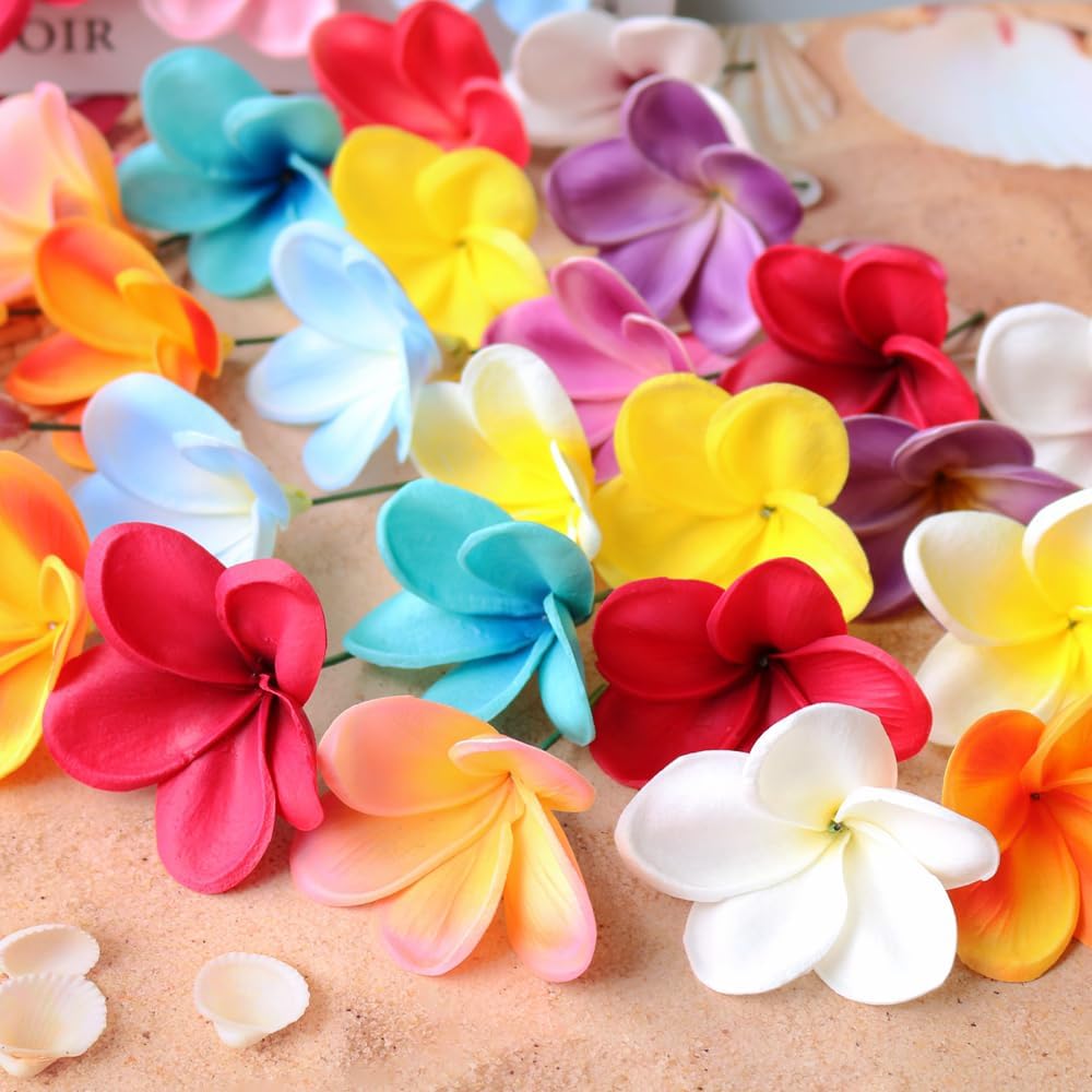 10PCS Artificial Plumeria Flowers with Stem, Apricot | Natural Real Touch,DIY Cake Decoration, Hawaiian Part, Luau Decor, Wedding Bouquets
