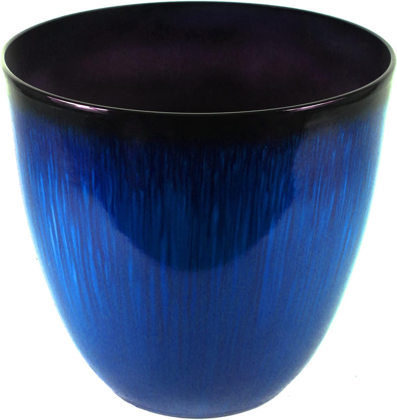 (EPR15-204) Large Egg Shaped Planter - Modern Indoor & Outdoor Decorative Flower Pot/Box (15 Inch, Blue Flower)