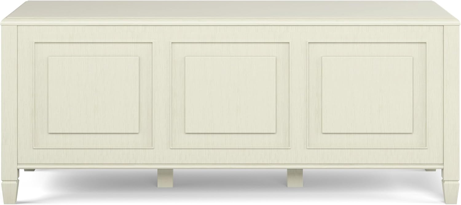 SIMPLIHOME Harvey 47" Wide Solid Mango Wood Bench in Natural | Traditional entryway bench in dark chestnut brown with a lift-up lid and 3 hidden compartments; shoe or hallway bench.