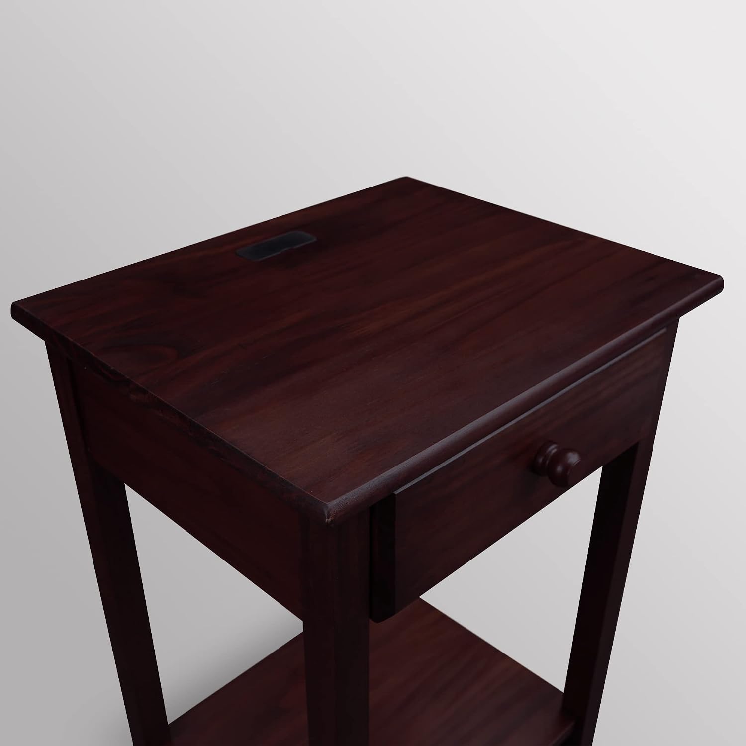 Casual Home Owl Night Stand with USB Port Charging Station and Drawer, 17.5"W x 14.25"D x 24.5"H, Espresso