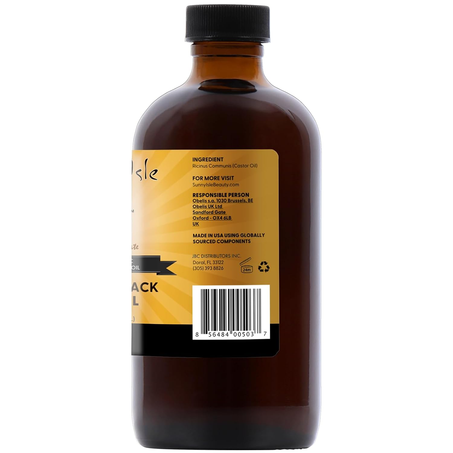 Sunny Isle Jamaican Black Castor Oil 4oz, Original, Authentic | Moisturizing JBCO for Hair Growth, Scalp Care, Edges, Eyebrows & Eyelashes, Conditioning for Dry Skin, Unscented