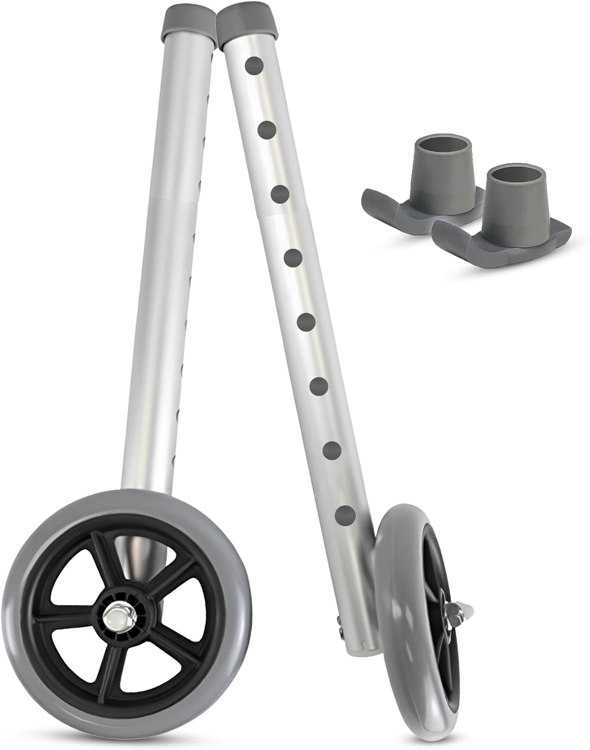 5 Inch Walker Wheels & Glides by Healthline, Fits Most Walkers, Universal Replacement Parts