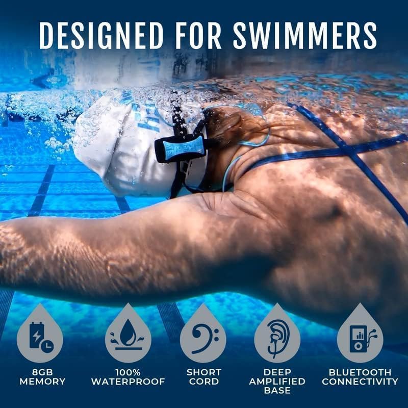 H2O Audio Stream 3 PRO and Surge S+ Earbuds - Underwater Streaming Music Waterproof MP3 Player for Swimming with Bluetooth and Short Cord Underwater