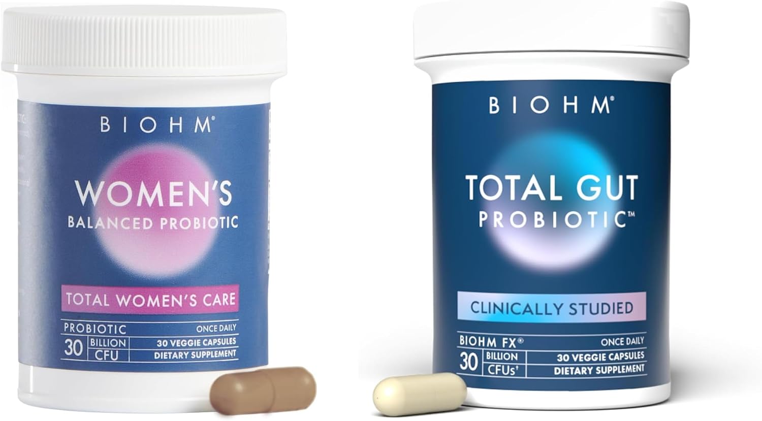 BIOHM Total Probiotic, 30 Billion CFU Daily Probiotics for Women & Men (30 Count) Helps Reduce Occasional Gas & Bloating