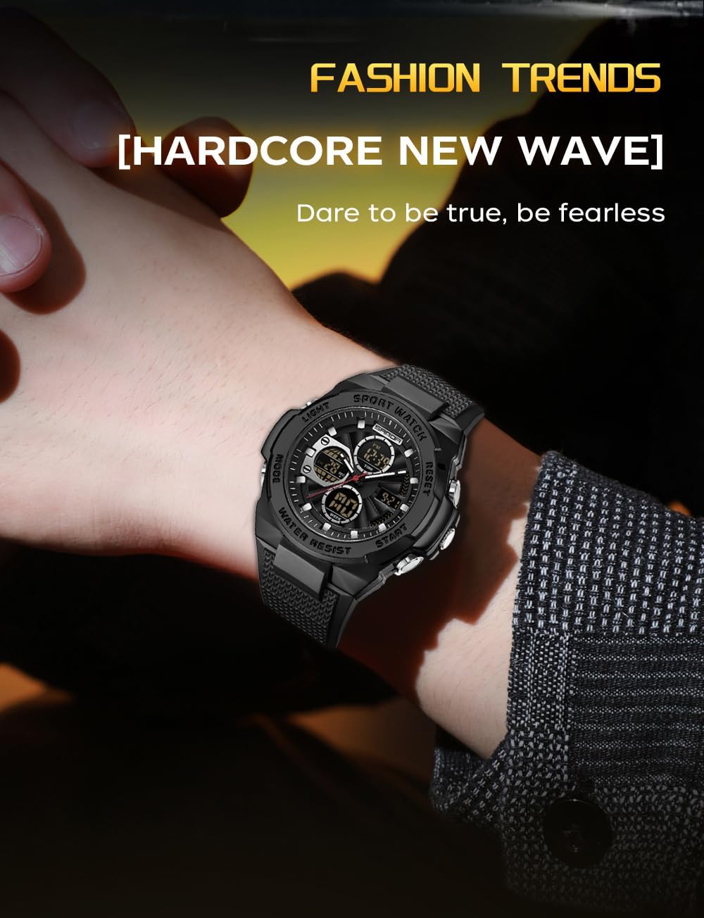 FANMIS Men's Digital Sport Watch Military LED Alarm Waterproof Quartz Watch | Tactical Outdoor Sport Watch Multi Function Led Display Alarm Stopwatch Date Quartz Rugged Style Daily Water Resistance