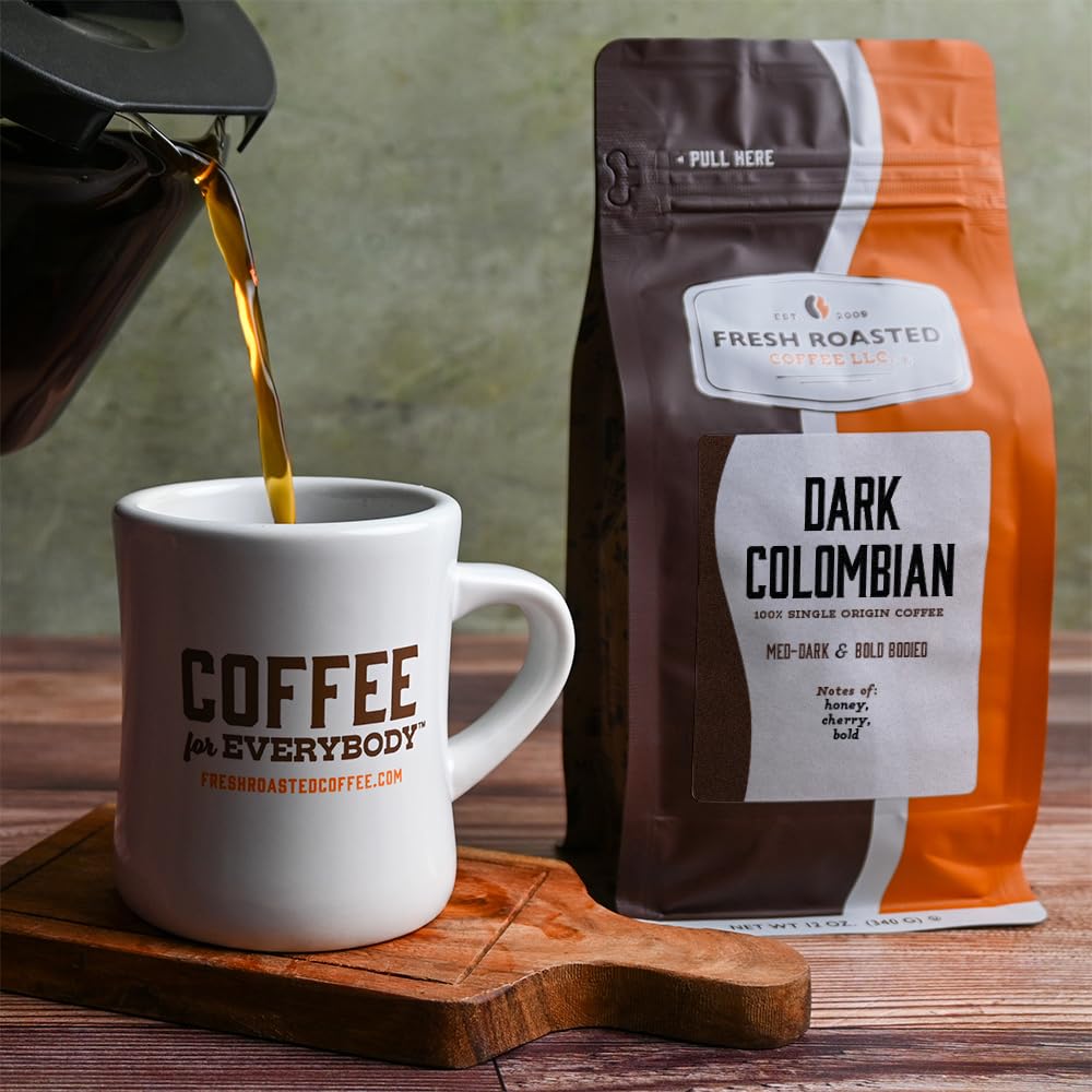 Fresh Roasted Coffee, Dark Brazil Whole Bean Coffee, Med-Dark Roast, Kosher, 5 lb (80 oz)