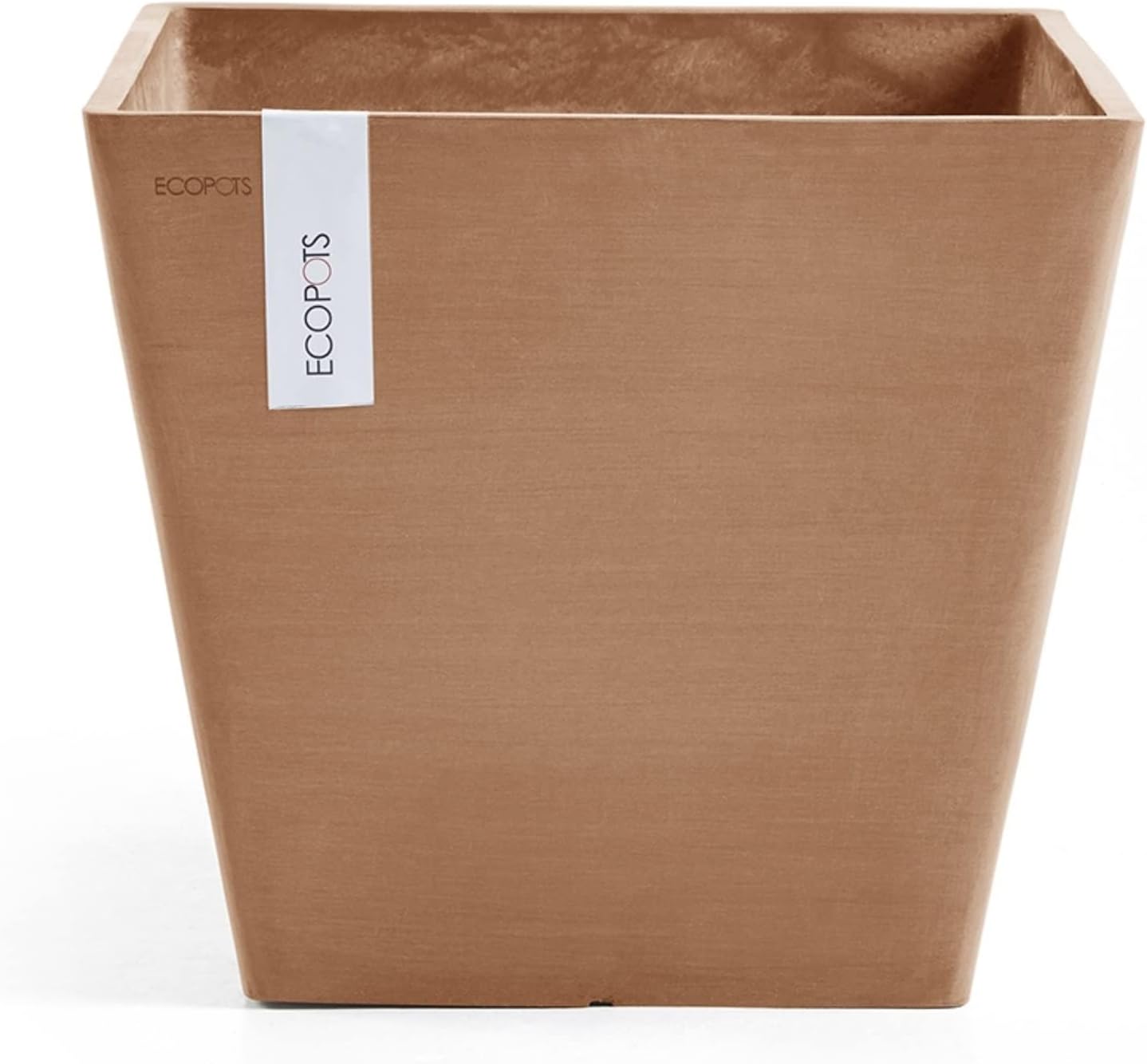 Ecopots Rotterdam Square Flower Planter, White Grey, 8" | Modern Style, Durable Recycled-Based Composite Construction, Weather and UV-Resistant, for Indoor/Outdoor Use