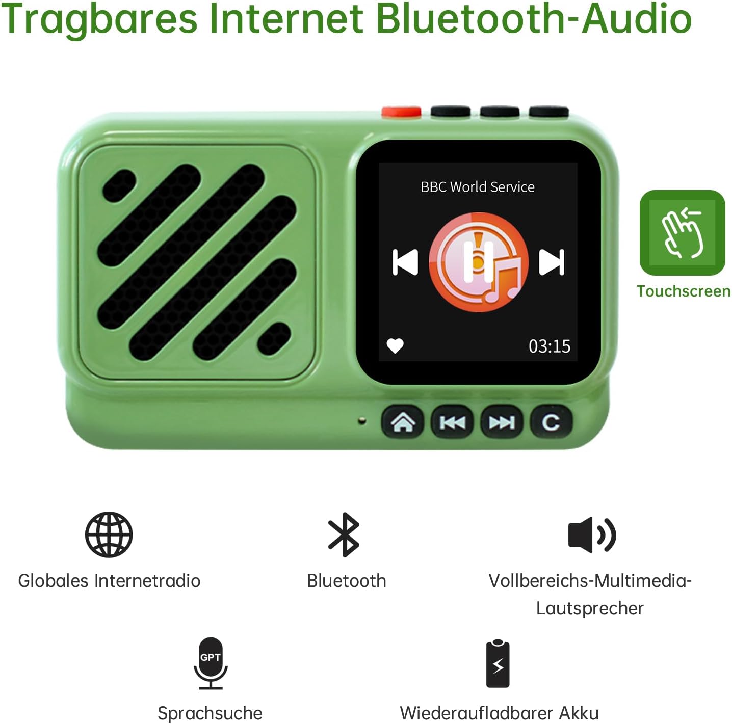 Choyong Voyager Bluetooth Speaker Wireless Internet Radio Global Version with WIFI/4G, World Radio Station, BT5.3