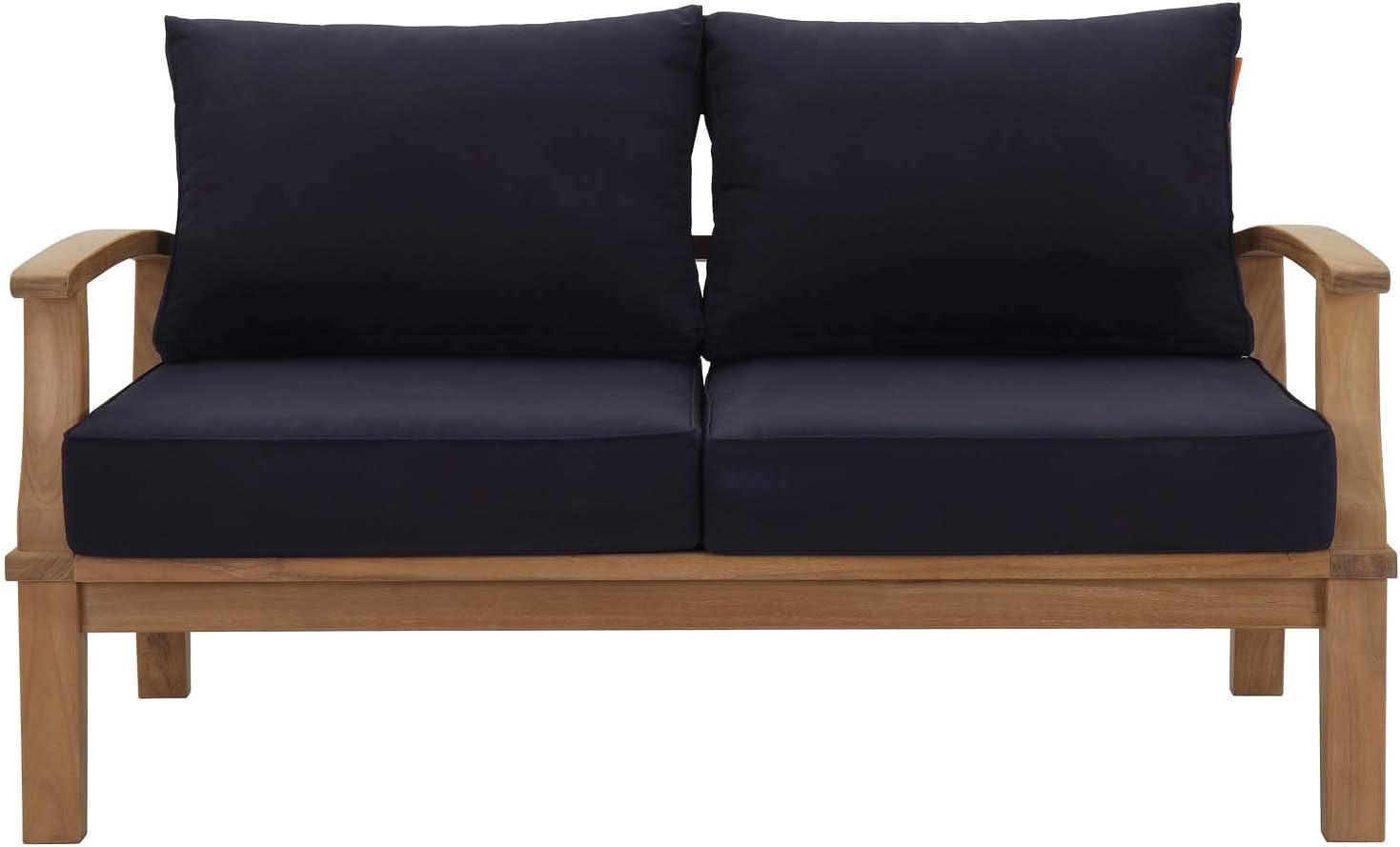 ModwayEEI-1144-NAT-WHI-SETMarina Premium Grade A Teak Wood Outdoor Patio Loveseat Natural White