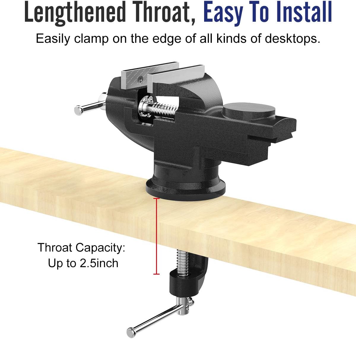 Housolution Universal Table Vise 3 Inch, 360°Swivel Base Bench Clamp