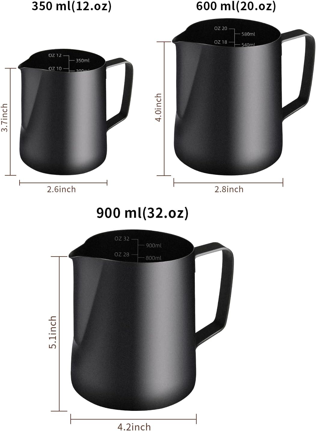 Stainless Steel Espresso Milk Frothing Pitcher - 12OZ/350ML Coffee Milk Frother Cup with Decorating Art Pen for Espresso Machine, Latte Art
