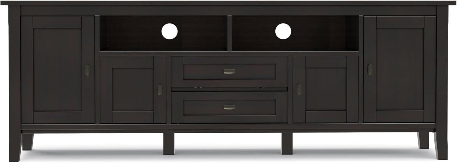 SIMPLIHOME Warm Shaker 47" Wide Solid Wood TV Stand in Light Golden Brown