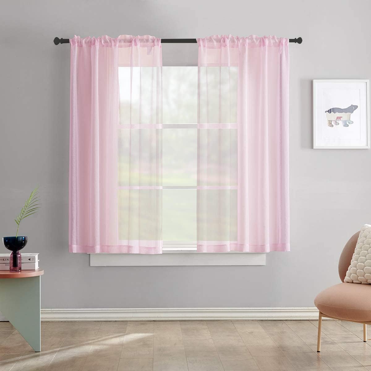 Off White Semi Sheer Curtains 72 Inches Long Faux Linen Off White Sheers Curtain for Bedroom Living Room Girls Kids Room 2 Panels 52x72 Inch Length