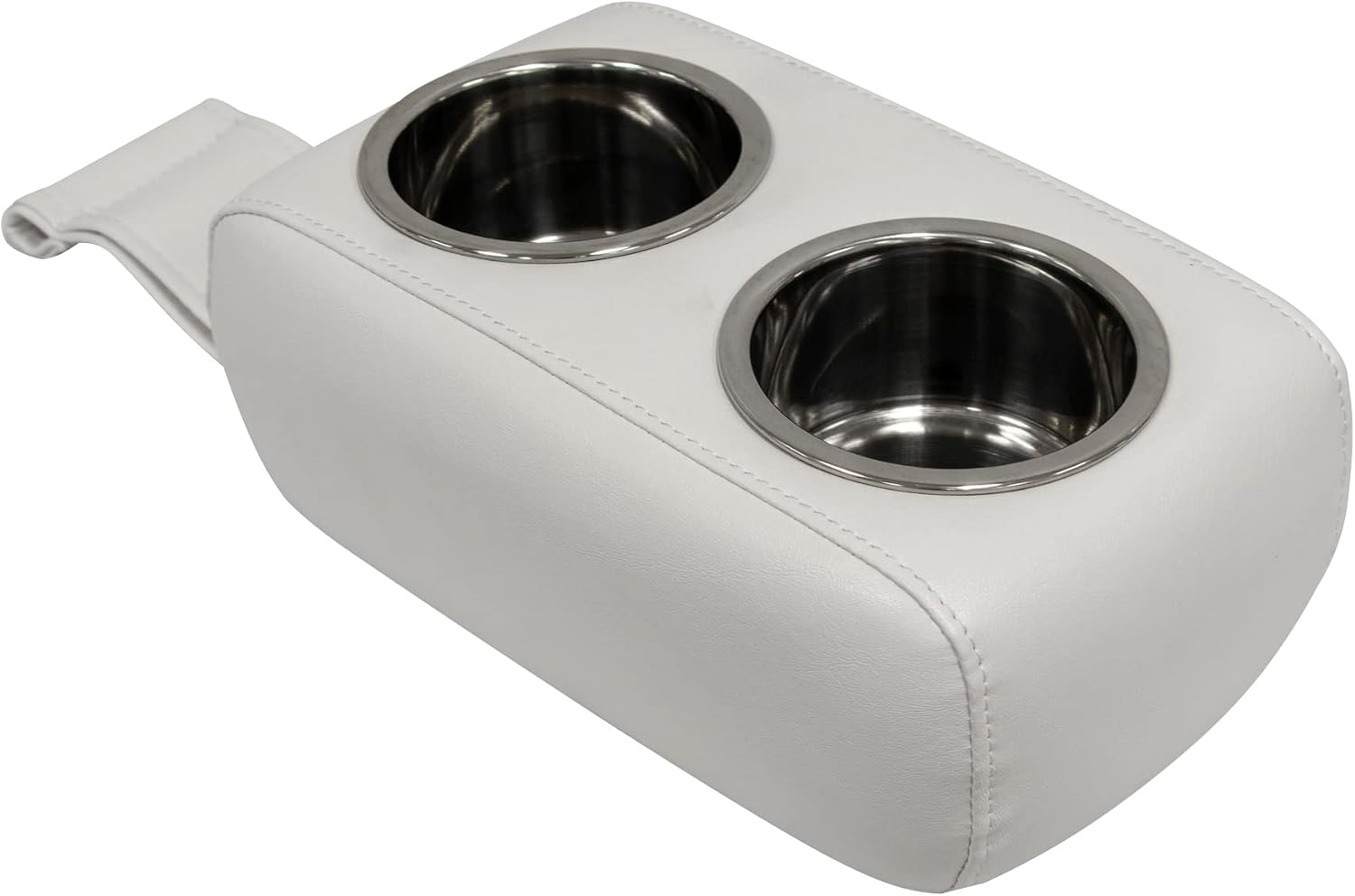 Wise 3059-1882 Pontoon Double Drink Holder with Stainless Steel Cup Holders, Marble / Brite White