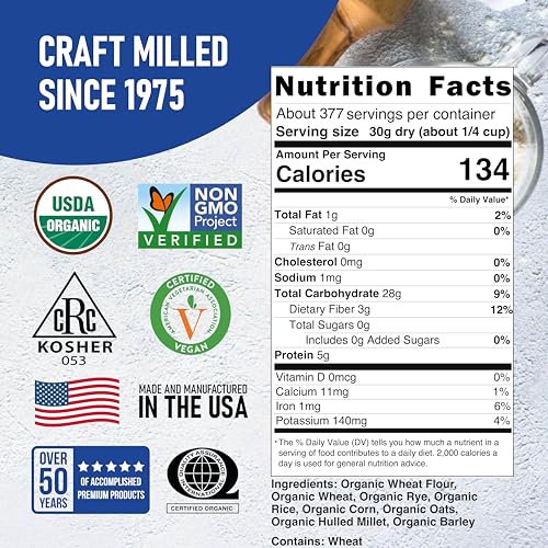 Great River Milling Organic 7 Grain Bread Flour, 25 lb