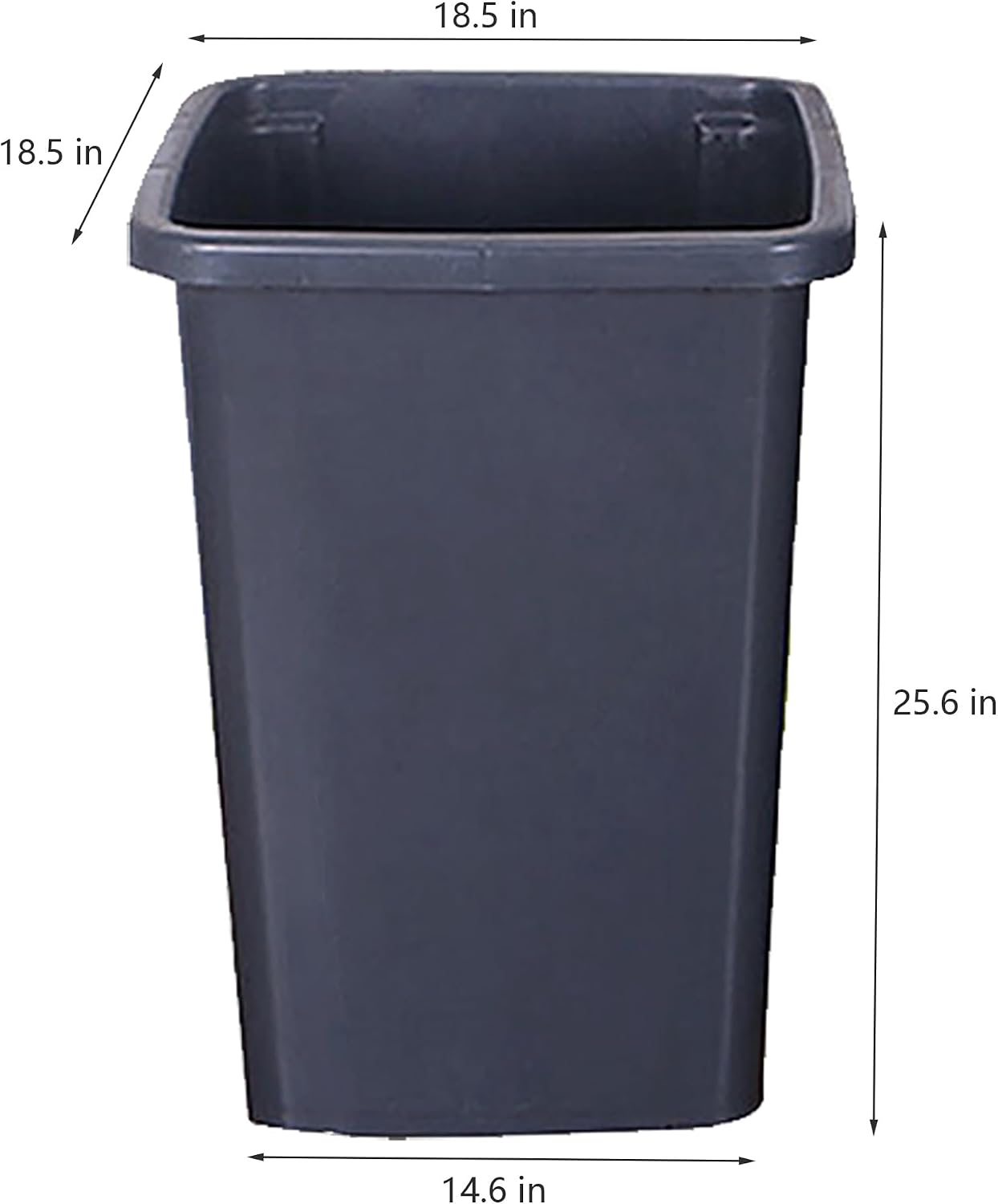 FixtureDisplays® 26 Gallon Square Grey Trash Can Black Garbage Waste Bin Container Heavy Duty Receptacle 19.3x19.3x26" 15052
