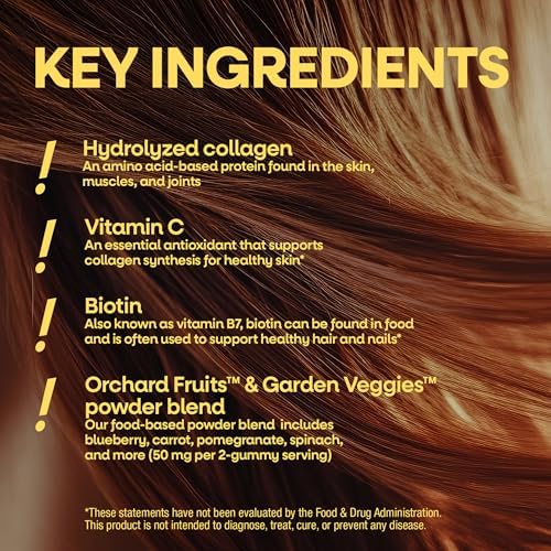 Nature's Way Alive! Hair, Skin & Nails Gummies with Collagen & Biotin,60 ct | Advanced Beauty Formula Supplement with Antioxidant Vitamins C & E*, 100 mg Collagen, 2,500 mcg Biotin, Strawberry Gummy